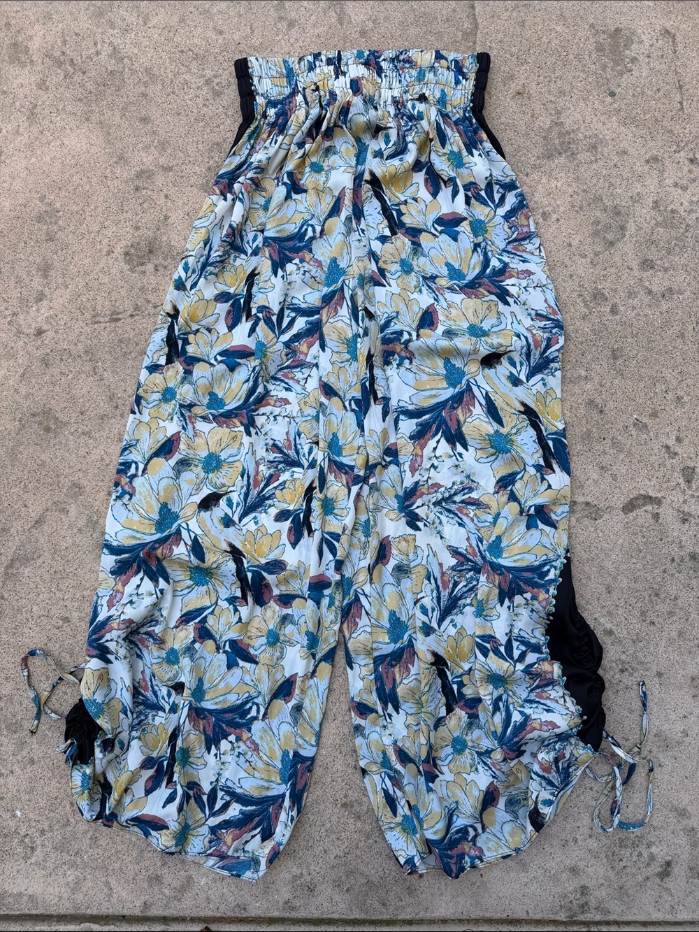 Free People Intimately Blue Floral Harem Baggy Pant Women's Size M - Picture 1 of 9
